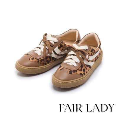 FAIR LADY 軟實力 復古撞色真皮德訓鞋 咖豹 (503104)