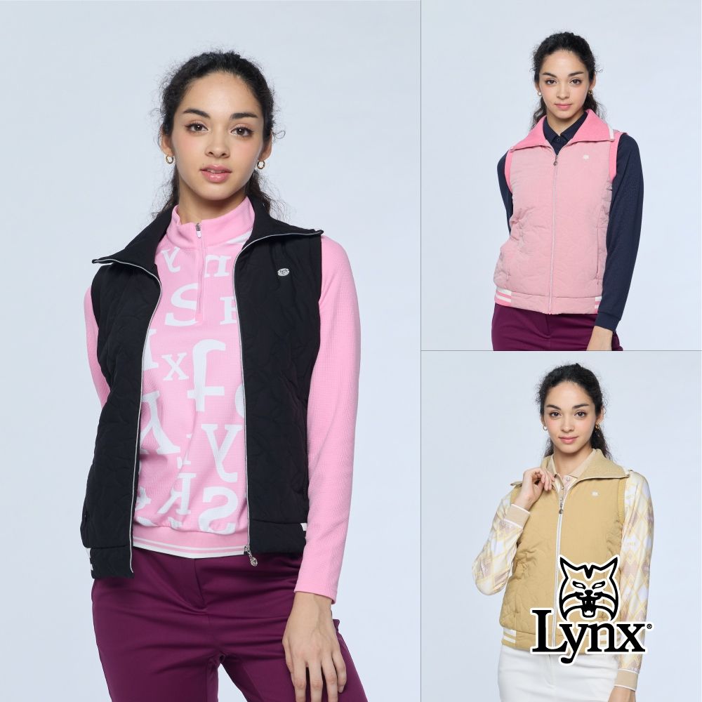 【Lynx Golf】女款天絲棉保暖立領背心/高爾夫球(三色) (黑色)