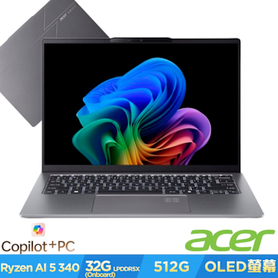 Acer 宏碁 Swift Go SFG14-64-R2L5 14吋輕薄筆電(R5-340/32GB/512GB/Win11)