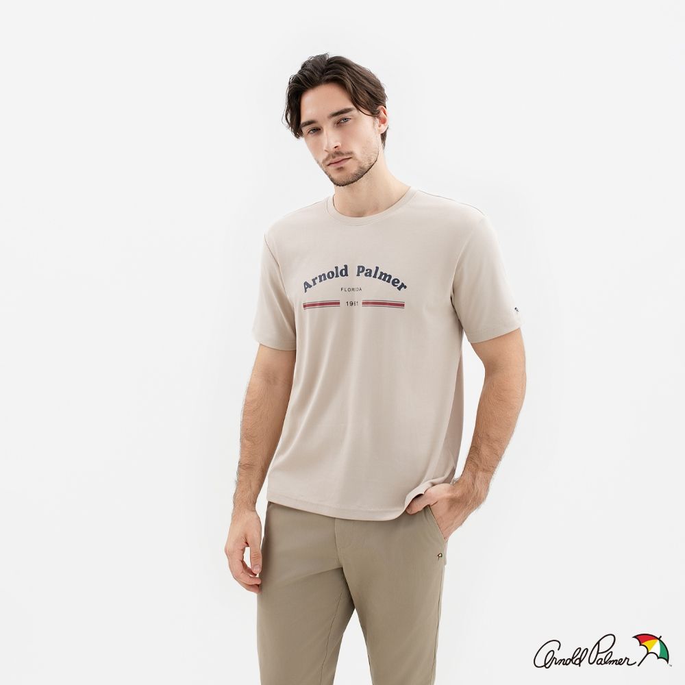 Arnold Palmer -男裝-經典印花短袖T-Shirt-卡其色