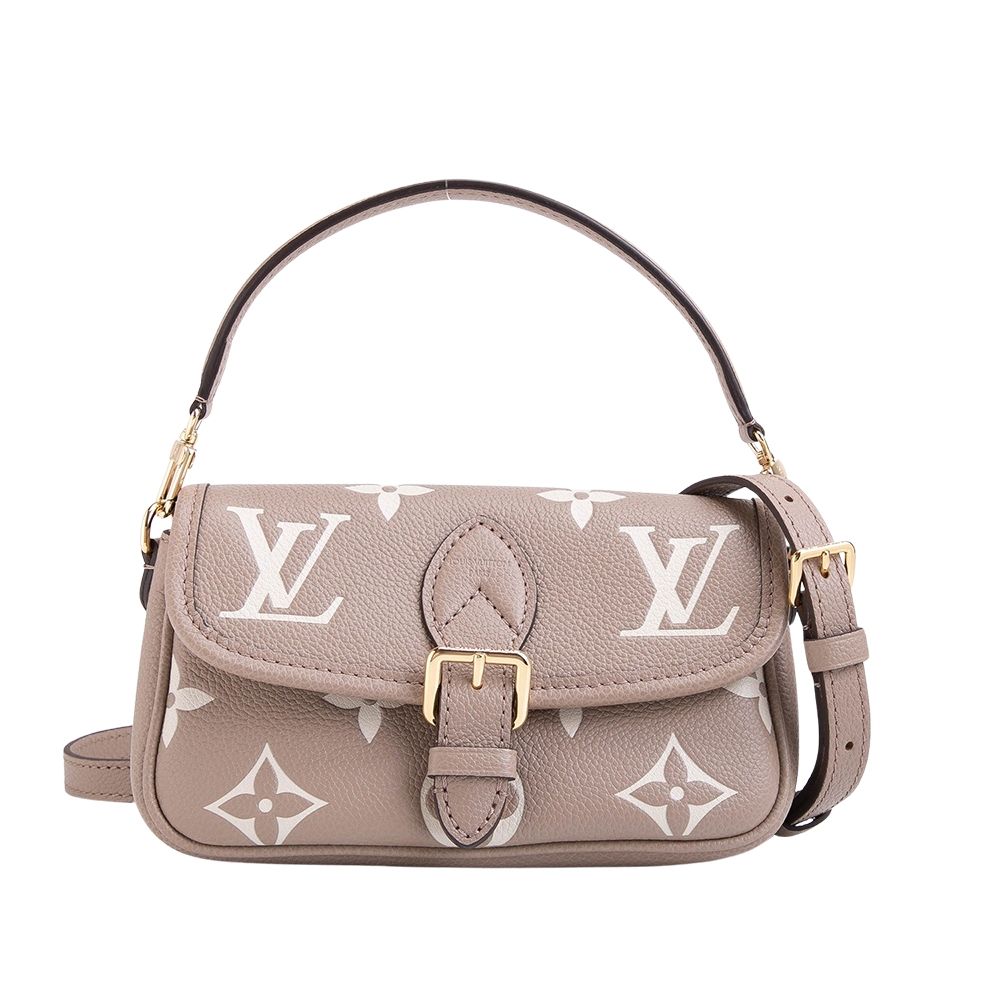 LV Louis Vuitton M83300 Nano Diane 皮革翻蓋手提斜背兩用包(奶油灰)