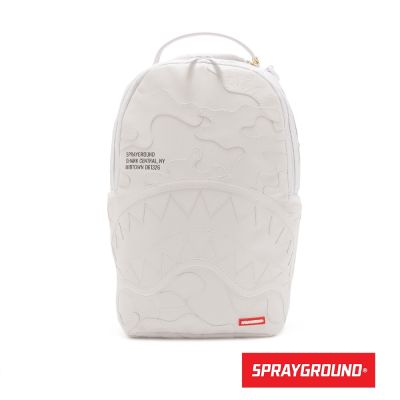 SPRAYGROUND-不規則線條鋸齒鯊大容量後背包-白色