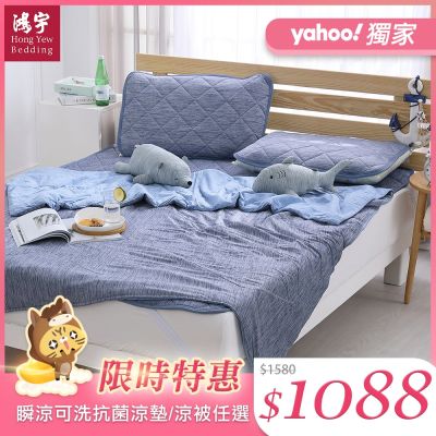 鴻宇 涼感-5度C瞬涼可洗抗菌涼墊/涼被 雙人/加大任選 均一價(限時均一價)