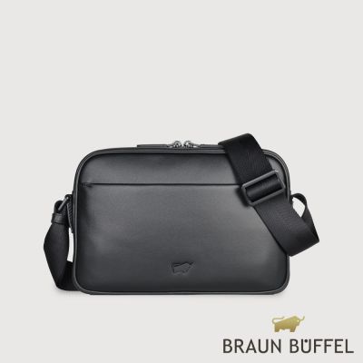 【BRAUN BUFFEL 德國小金牛】台灣總代理 海斯-TW1 橫式斜背包-黑色/BF711-60-BK