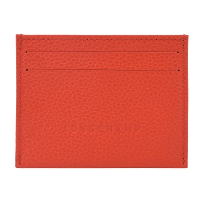 LONGCHAMP LE FOULONNÉ系列壓紋牛皮名片夾(紅椒)