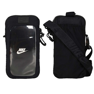 NIKE 手機可觸控斜背包-ID 頸掛 證件夾 名牌帶 掛繩 N1010973013OS 黑