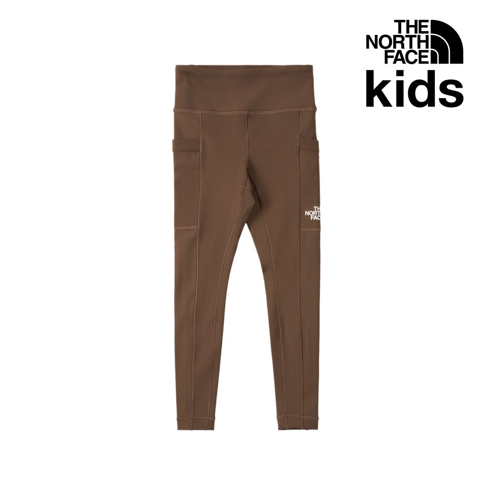 【The North Face 官方旗艦】 北面兒童棕色FLASHDRY速乾緊身褲｜89XN1OI