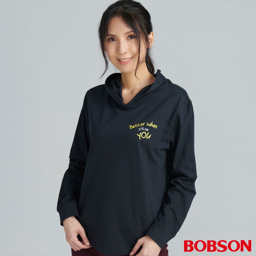 【BOBSON】女款印圖連帽上衣 (82075-53)