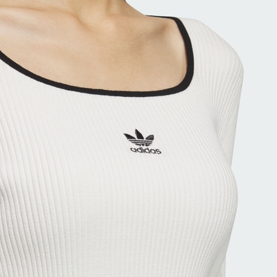 adidas 愛迪達】 短版長袖上衣大學T 女- Originals JM8055