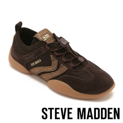 STEVE MADDEN-閃鑽異材質拼接襪套休閒鞋BISCOTTI-RE-咖色
