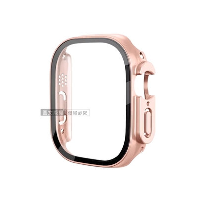 全包覆經典系列 Apple Watch Ultra 2/Ultra 49mm 9H鋼化玻璃貼+錶殼 一體式保護殼(玫瑰金)
