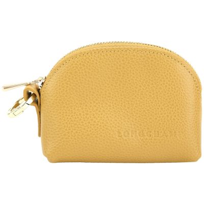 LONGCHAMP Le Foulonne 奔馬字母荔紋牛皮 側勾環 萬用零錢包(土黃色)