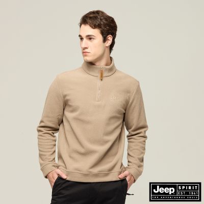JEEP立領跳色拉鍊POLO衫