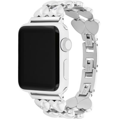 COACH Apple Watch 錶帶 38/40/41mm適用 愛心造型不鏽鋼錶帶 寵愛媽媽 送禮推薦-銀 (不含手錶)