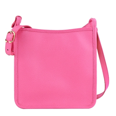 LONGCHAMP LE FOULONNÉ系列牛皮直式斜背包(小/糖果粉)