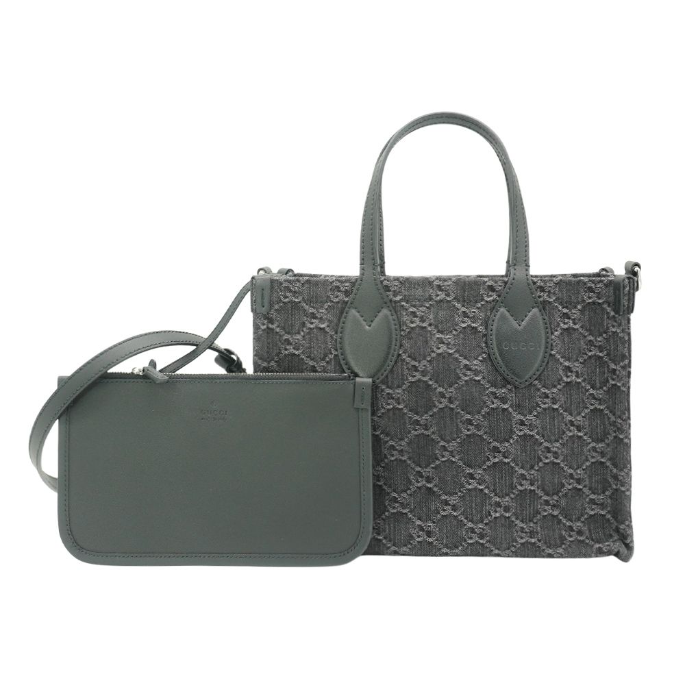 Gucci 古馳 展示品 Ophidia GG 牛仔緹花布手提/斜背兩用包(772183-黑)