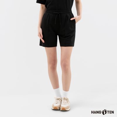 Hang Ten-女裝-毛圈布抽繩短褲-黑色