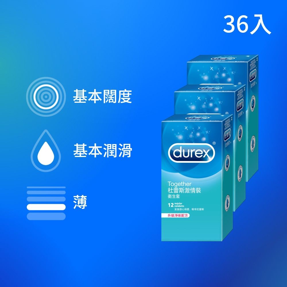 【Durex 杜蕾斯】激情裝衛生套/保險套3盒(共36入)