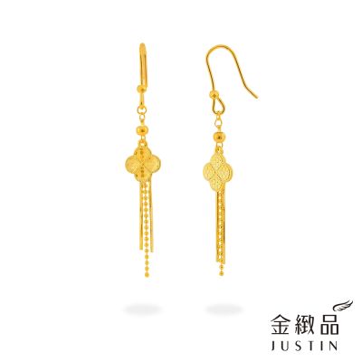 金緻品 黃金垂吊耳環 幸運川流 0.79錢 5G工藝