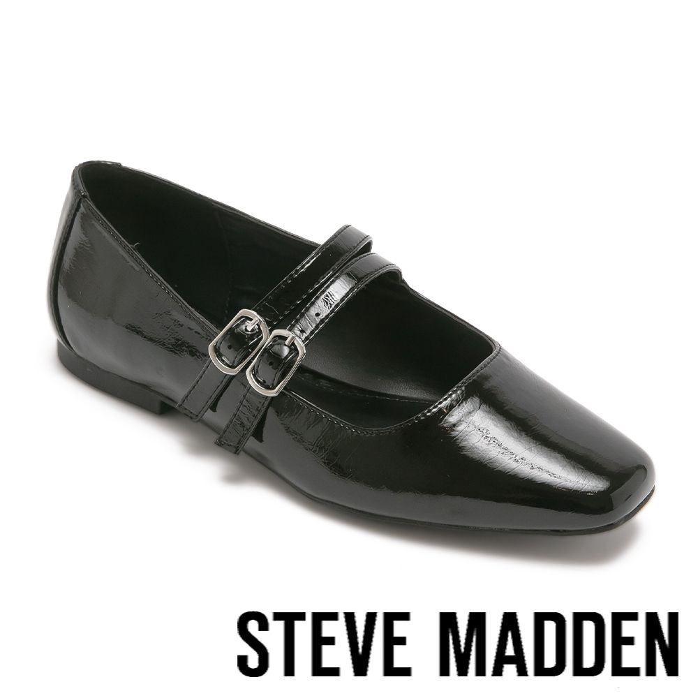 STEVE MADDEN-素面雙細帶方頭瑪莉珍鞋 BAYLER-黑色