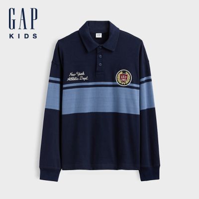 【GAP】兒童寬鬆版Gap Logo Polo衫-海軍藍(915236)