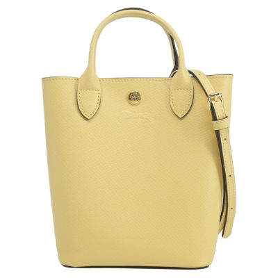 LONGCHAMP ÉPURE系列牛皮壓印手提/斜背兩用包(迷你/小雞黃)