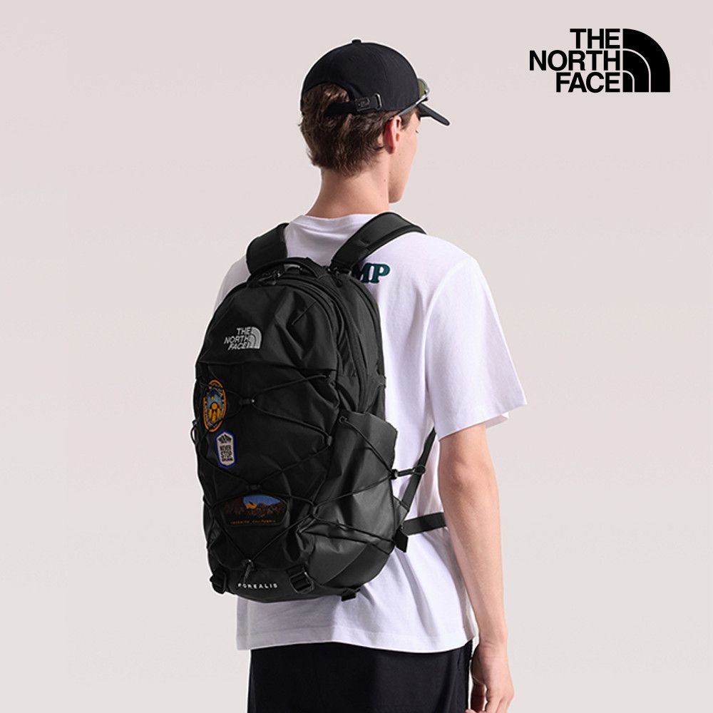 【The North Face 官方旗艦】北面男女款黑色DWR防潑水休閒後背包｜8KE70E7 筆電包/登山包