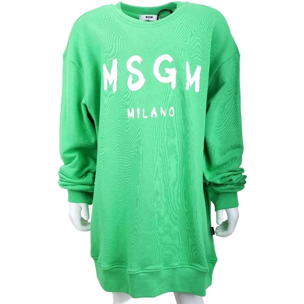 MSGM 童裝 塗鴉字母長袖棉質運動衫-四色可選 (綠色)