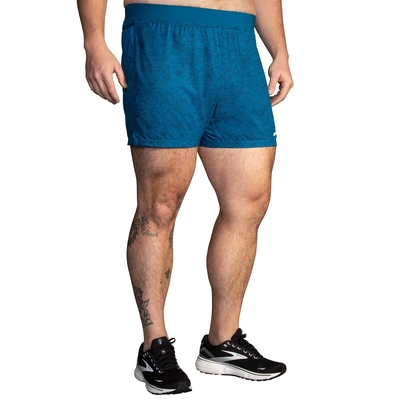 BROOKS 男 Sherpa 5吋慢跑短褲 海藍/巖紋(211332485)