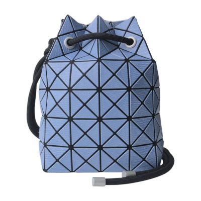 ISSEY MIYAKE  BAOBAO 條紋幾何方格拉束斜背包(霧面牛仔藍)小款
