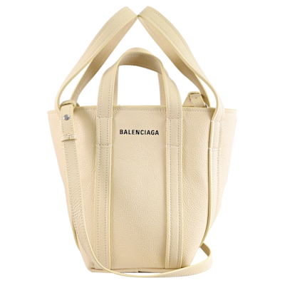 BALENCIAGA EVERYDAY XS NORTH-SOUTH 小牛皮雙提把手提斜背兩用小托特包(鵝黃)