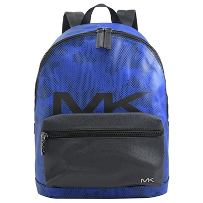 MICHAEL KORS COOPER防刮皮革拉鍊大後背包(黑/藍)