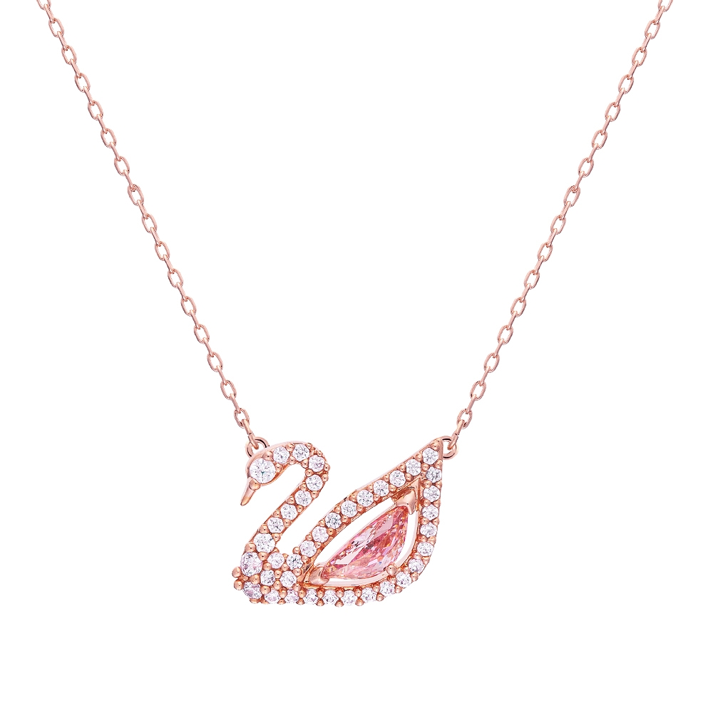 SWAROVSKI 施華洛世奇 DAZZLING SWAN 玫瑰金水晶項鍊
