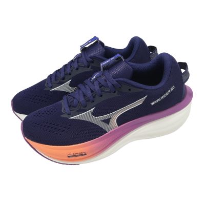 Mizuno 美津濃 慢跑鞋 Wave Rider 30 女鞋 超寬楦 藍 厚底 緩震 J1GW2621-74