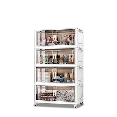 Mr.box 80面寬摺疊前開式四層收納櫃-附滑輪 兩款可選