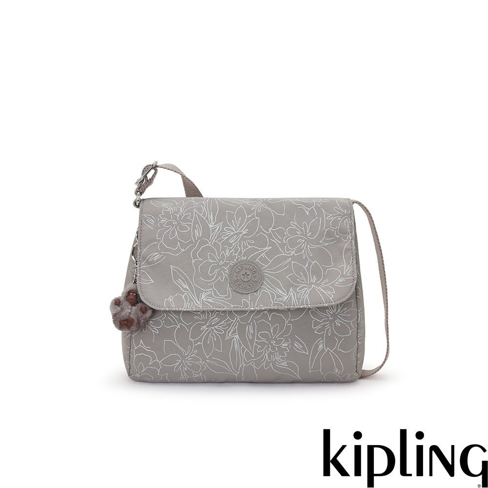 Kipling 岩石灰花卉線條印花翻蓋側背包-MELILLO 斜/肩背包| Yahoo