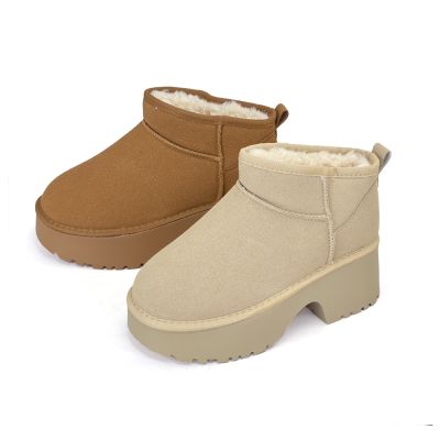 ROBINLO 雪地漫步保暖厚底短靴雪靴 RAIJA 焦糖棕/摩卡棕