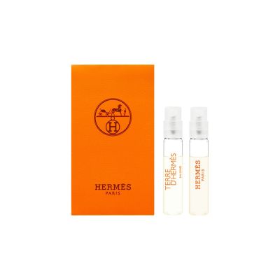 HERMES愛馬仕 聞香系列香水-大地泠洌之水淡香精+橘彩星光淡香水(2ml*2) 國際航空版