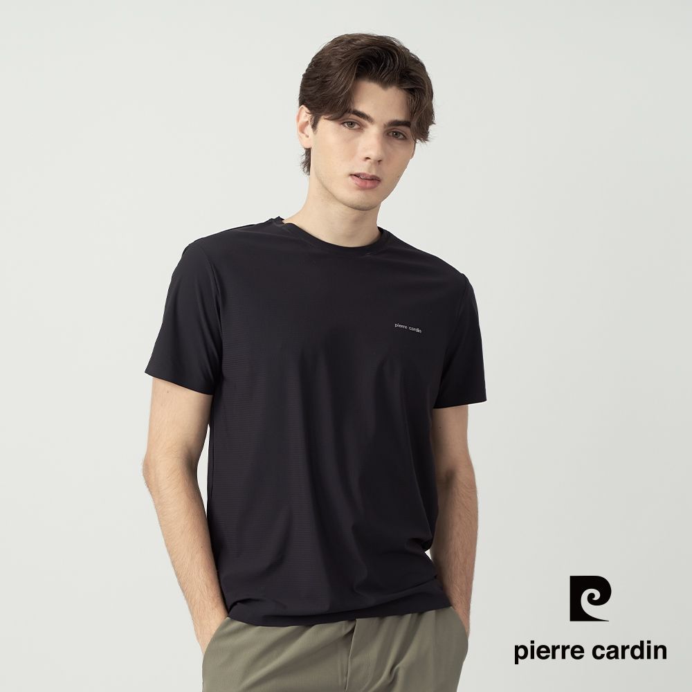 pierre cardin 皮爾卡登 網路獨家 男女款 冰絲速乾涼感短袖T恤/運動圓領上衣(多色任選) (男-黑色系)