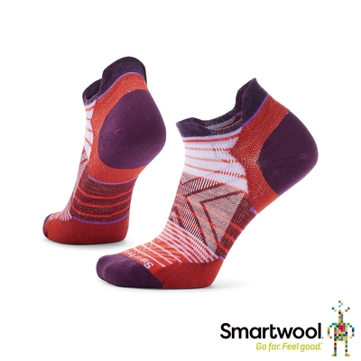 Smartwool 官方旗艦 女機能跑步超輕減震印花踝襪 沙漠風采橘