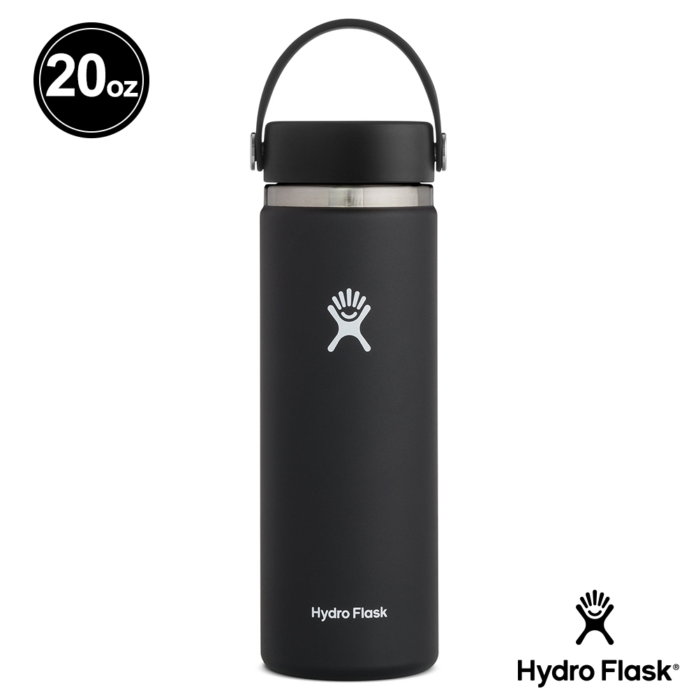 Hydro Flask 官方旗艦 20oz/592ml 寬口提環保溫瓶 時尚黑