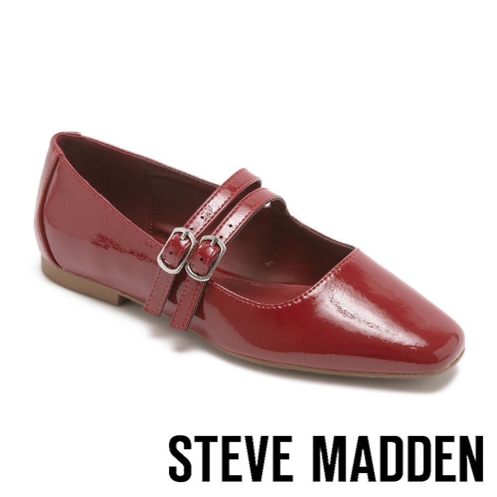 STEVE MADDEN-素面雙細帶方頭瑪莉珍鞋 BAYLER-紅色