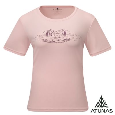 【ATUNAS 歐都納】女款循環短袖排汗抗菌T恤A6TS2625WC淺粉/抑菌抗臭/防曬/休閒/戶外