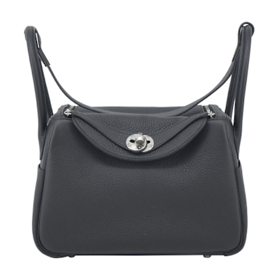 Hermes 愛馬仕 Lindy 26CM W刻 T/C牛皮兩用包(89經典黑/銀釦)