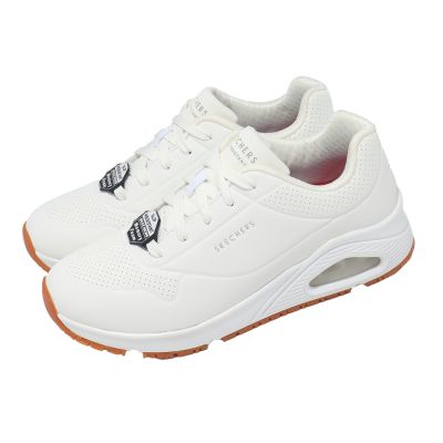 Skechers 休閒鞋 Uno SR 女鞋 白 黑 防滑 工作鞋 氣墊 耐油 光滑耐用合成鞋面 108021WHT
