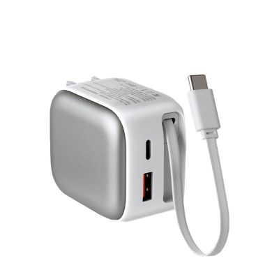 CYKE K60 35W氮化鎵 自帶Type-C快充線雙孔充電器 iPhone充電頭 Type-C+USB雙口 豆腐頭