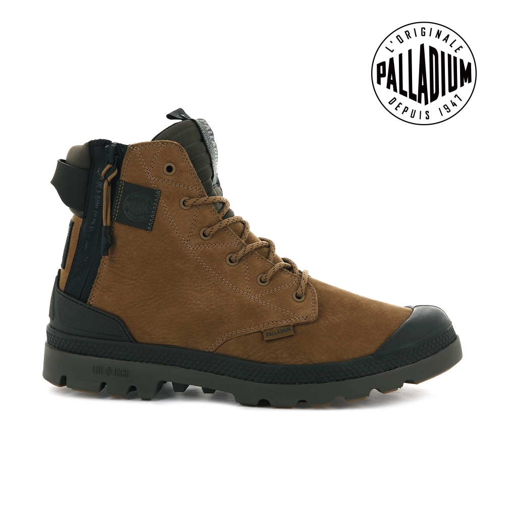 PALLADIUM PAMPA EVO LTH LITE+ WP+輕量皮革拉鍊防水靴-男-咖啡| 防水靴| Yahoo購物中心