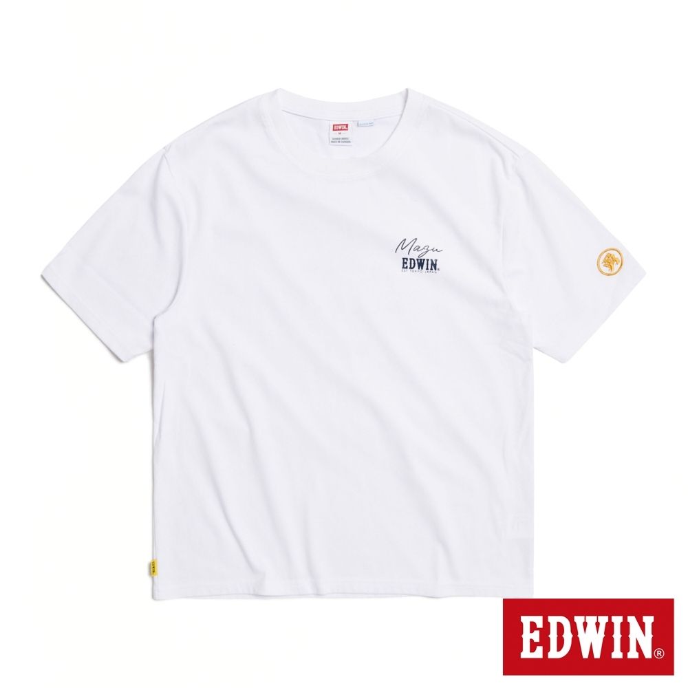 EDWIN 男裝 x 白沙屯 白沙屯粉紅超跑吸濕排汗短袖T恤-白色