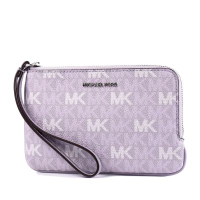 MICHAEL KORS 緹花LOGO防刮手掛L型拉鍊手拿包-丁香紫