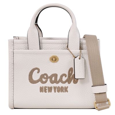 COACH CARGO 20 草寫電繡LOGO迷你托特包/兩用包(米白)